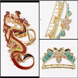 Disney Mulan Mushu and Magnolia Flower hair claw clips set / metal / NEW tags